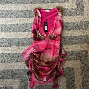 Fashion Nova Pink and Brown Mini Dress